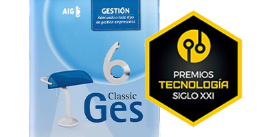 Caja ClassicGes con logotipo galardón Premios Tecnología Siglo XXI 2020