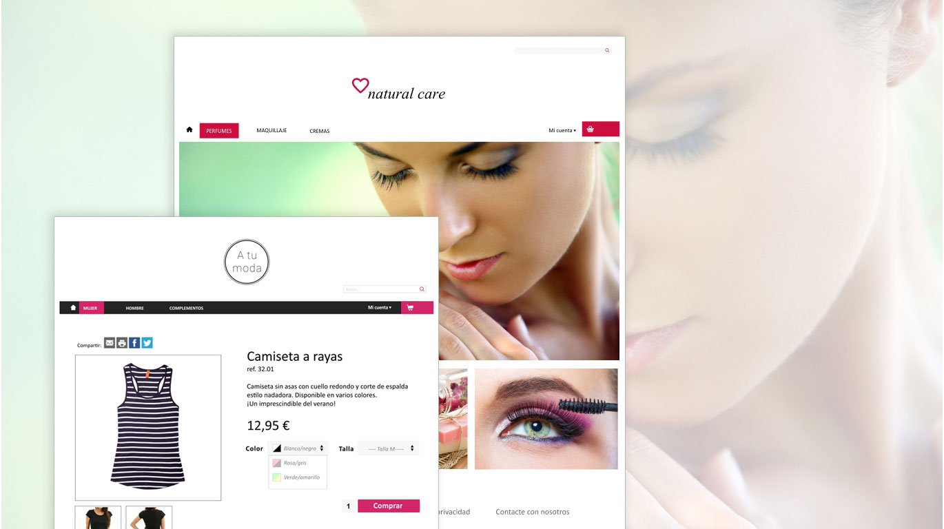 Plantillas responsive de tienda online para cosméticos, salud, ropa y complementos