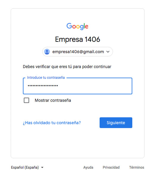 Iniciar sesión en una cuenta de Google.