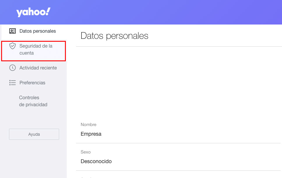 Configurar la seguridad de cuenta de Yahoo.