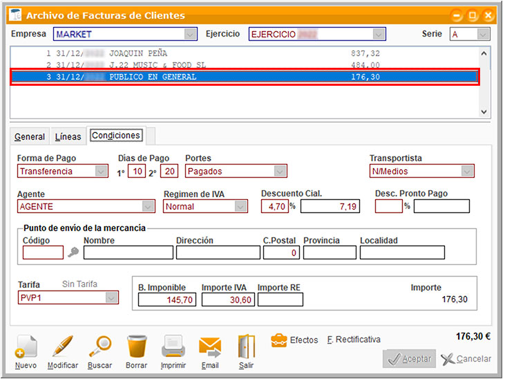 Factura de público general en ClassicGes.