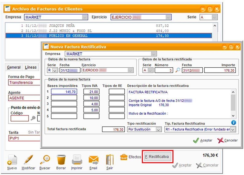 Crear una factura rectificativa en ClassicGes.