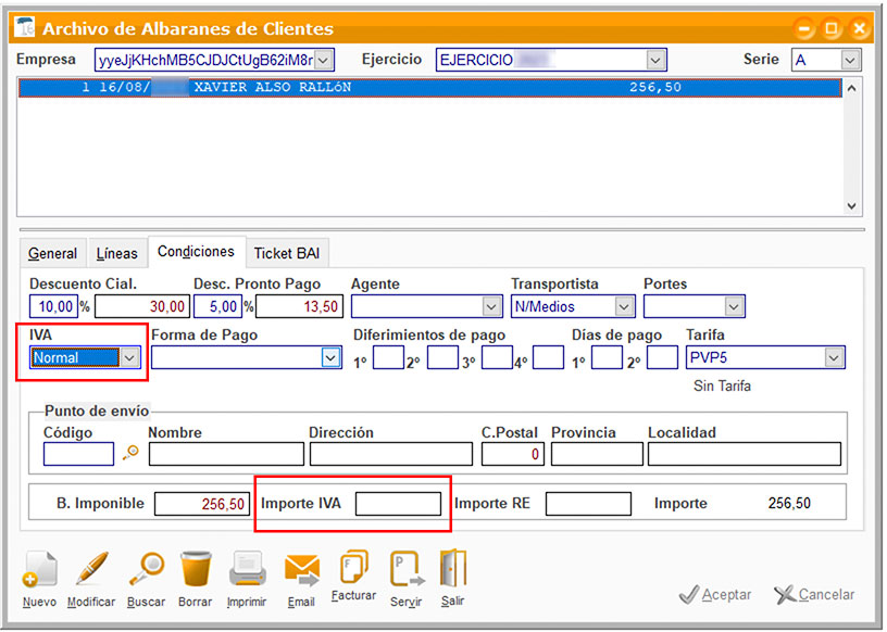 IVA de los albaranes con sistema TicketBAI en ClassicGes.